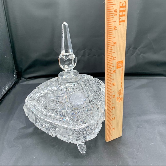 Vintage Crystal Quality Glass Candy Dish Lidded Cross Hatch - Picture 2 of 7